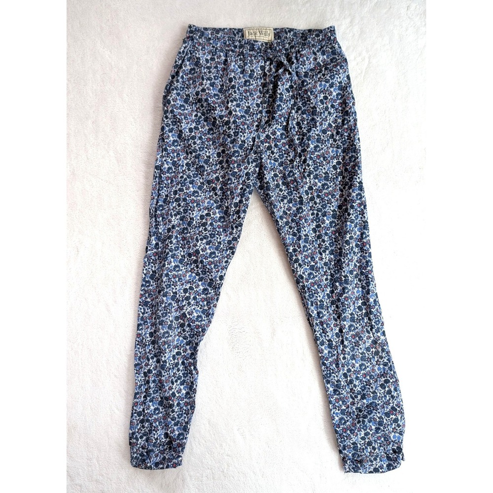 Jack Wills Floral Cotton Jogger Pants Blue Botanical Print Size US 2 / UK 6